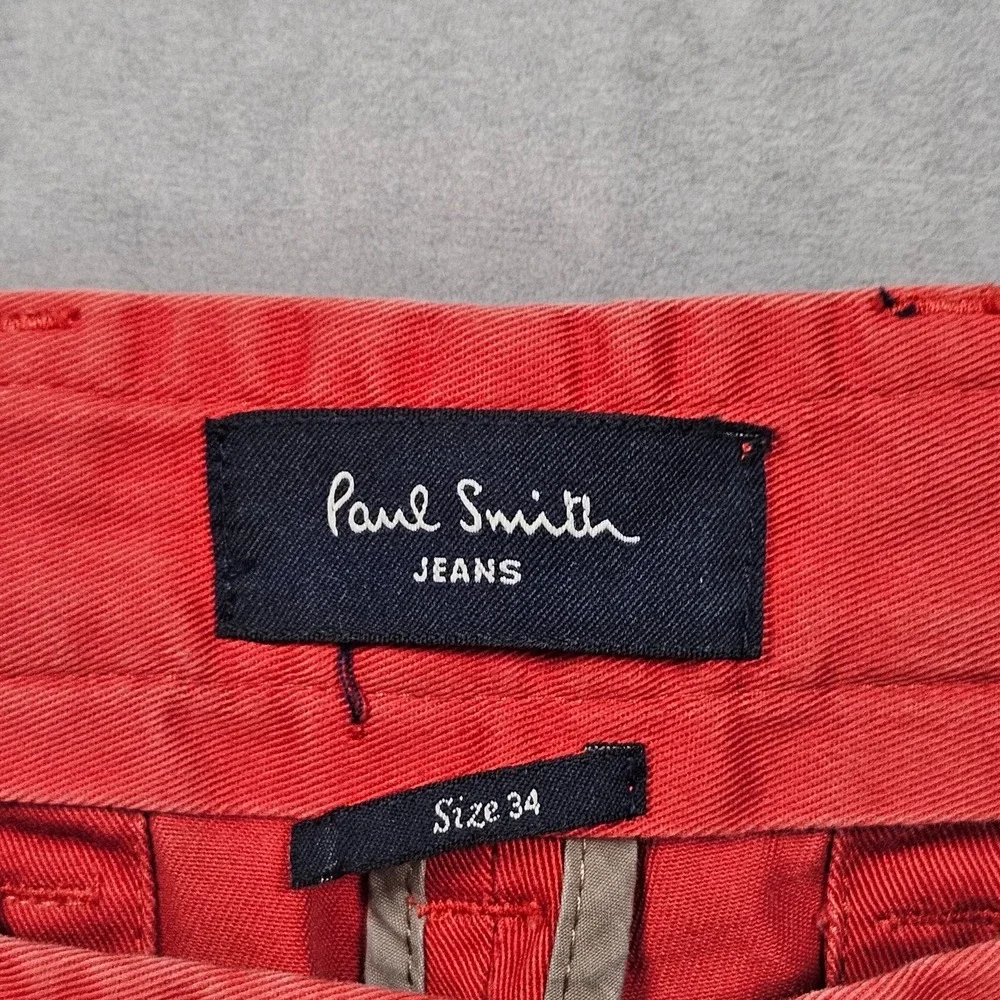 Paul Smith Jeans Pants Mens 34x29 Red Flat Front Chino‎ Trousers Slash Pockets